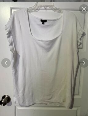 Talbots Sz 2X White Scoop Neck Ruffle Sleeve Top
